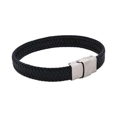 Matt Stainless steel with Black cord bracelet