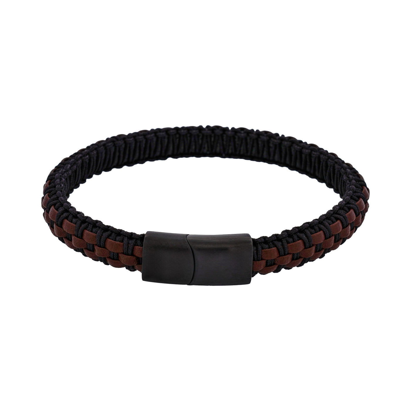 Stainless steel with Dark Brown leather bracelet