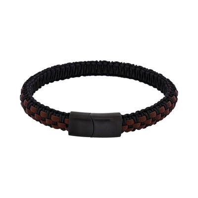 Stainless steel with Dark Brown leather bracelet