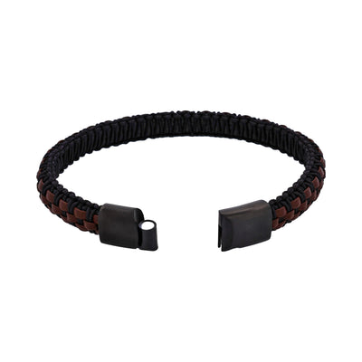 Stainless steel with Dark Brown leather bracelet