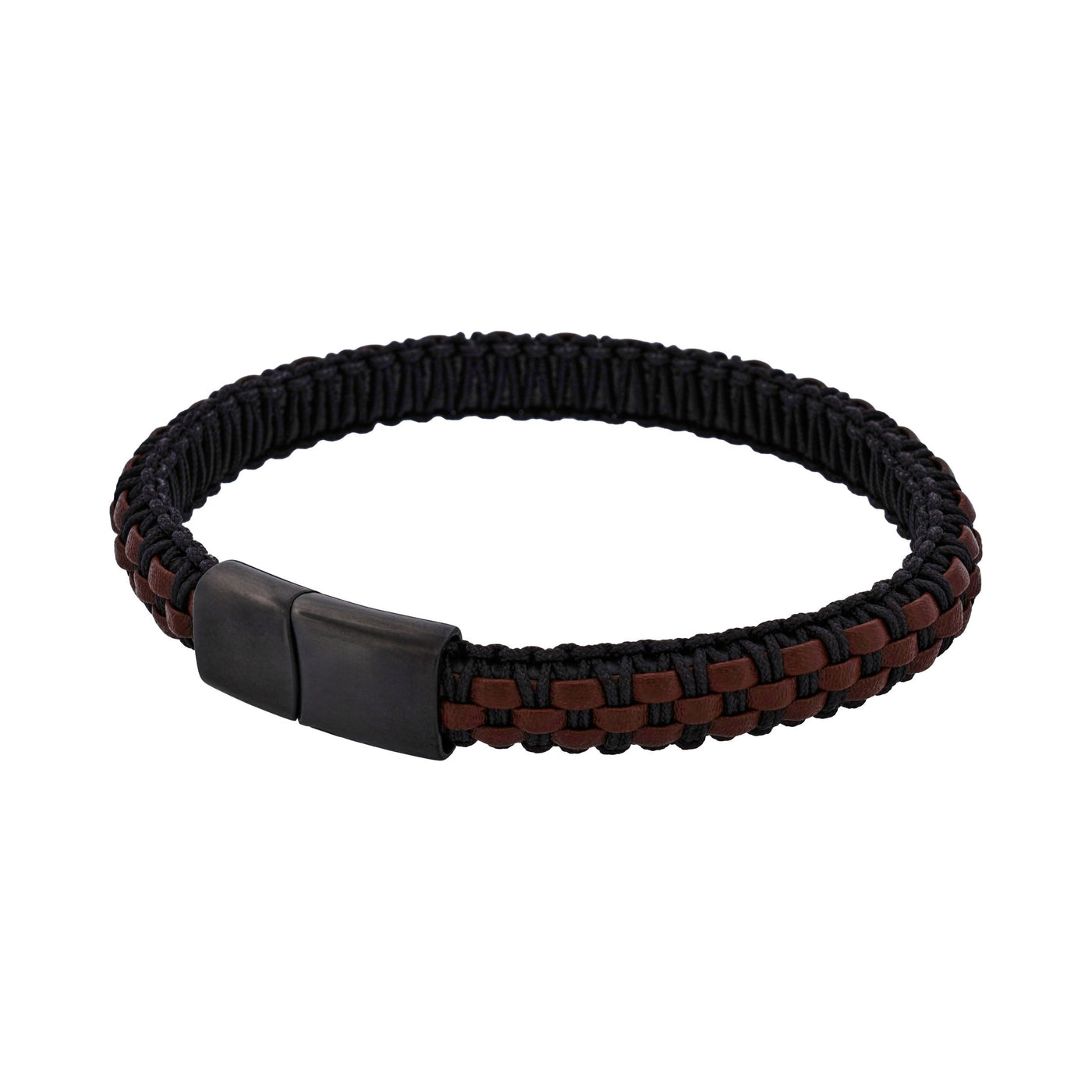 Stainless steel with Dark Brown leather bracelet