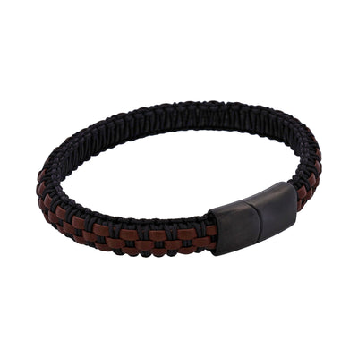 Stainless steel with Dark Brown leather bracelet