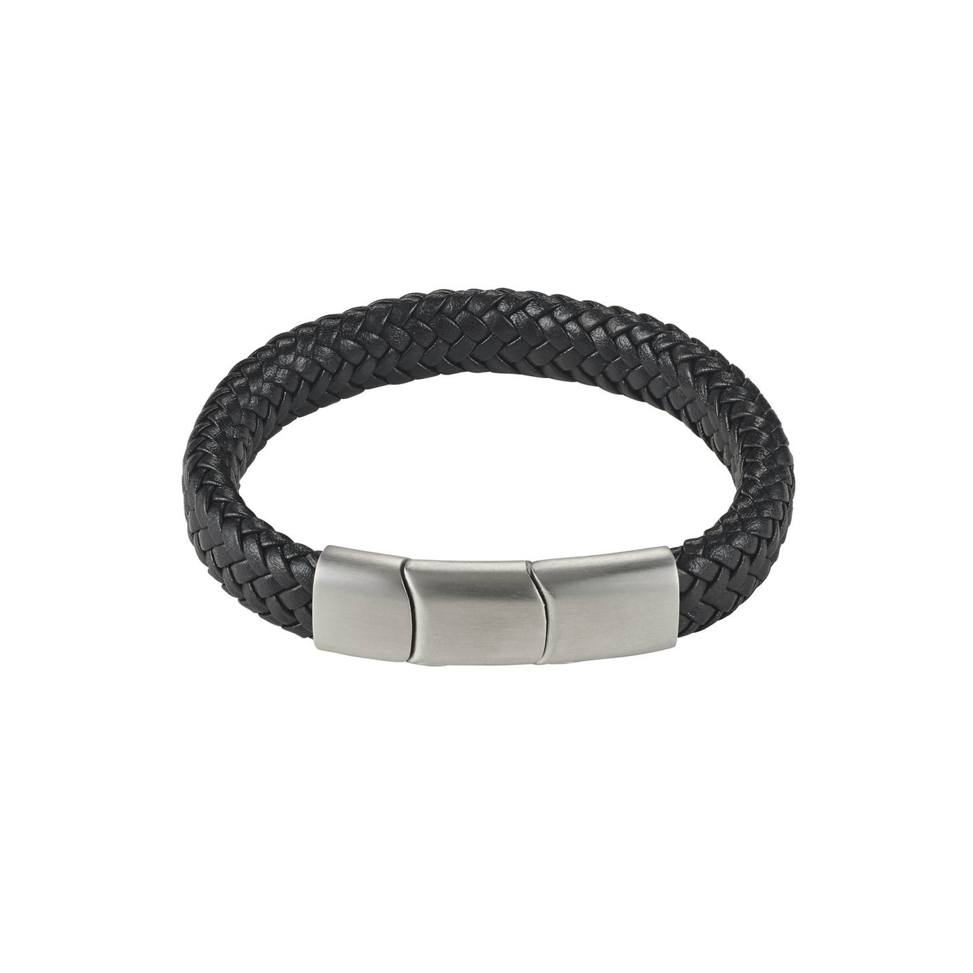 Black Leather/Steel Bracelet
