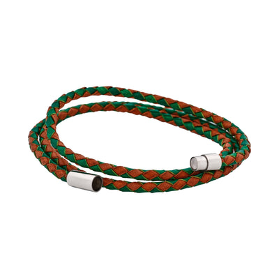 Brown/Green Leather Bracelet
