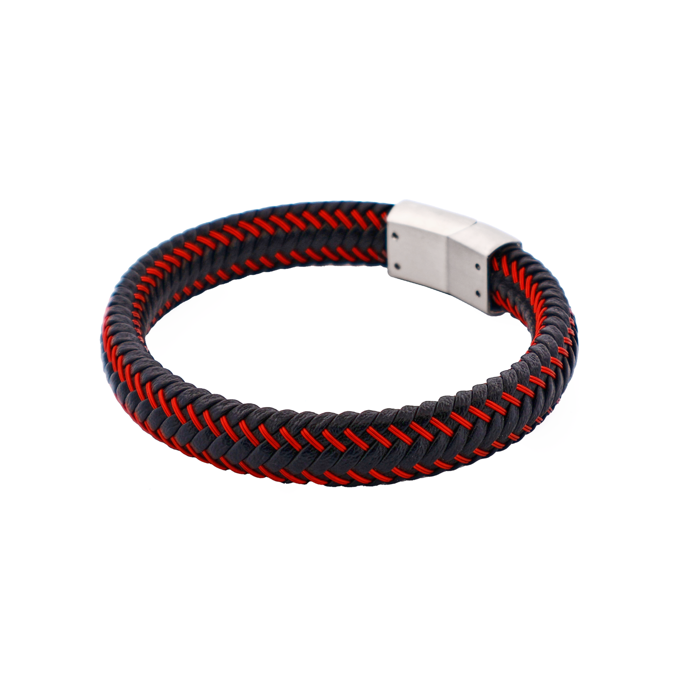 Black/Red Leather Bracelet
