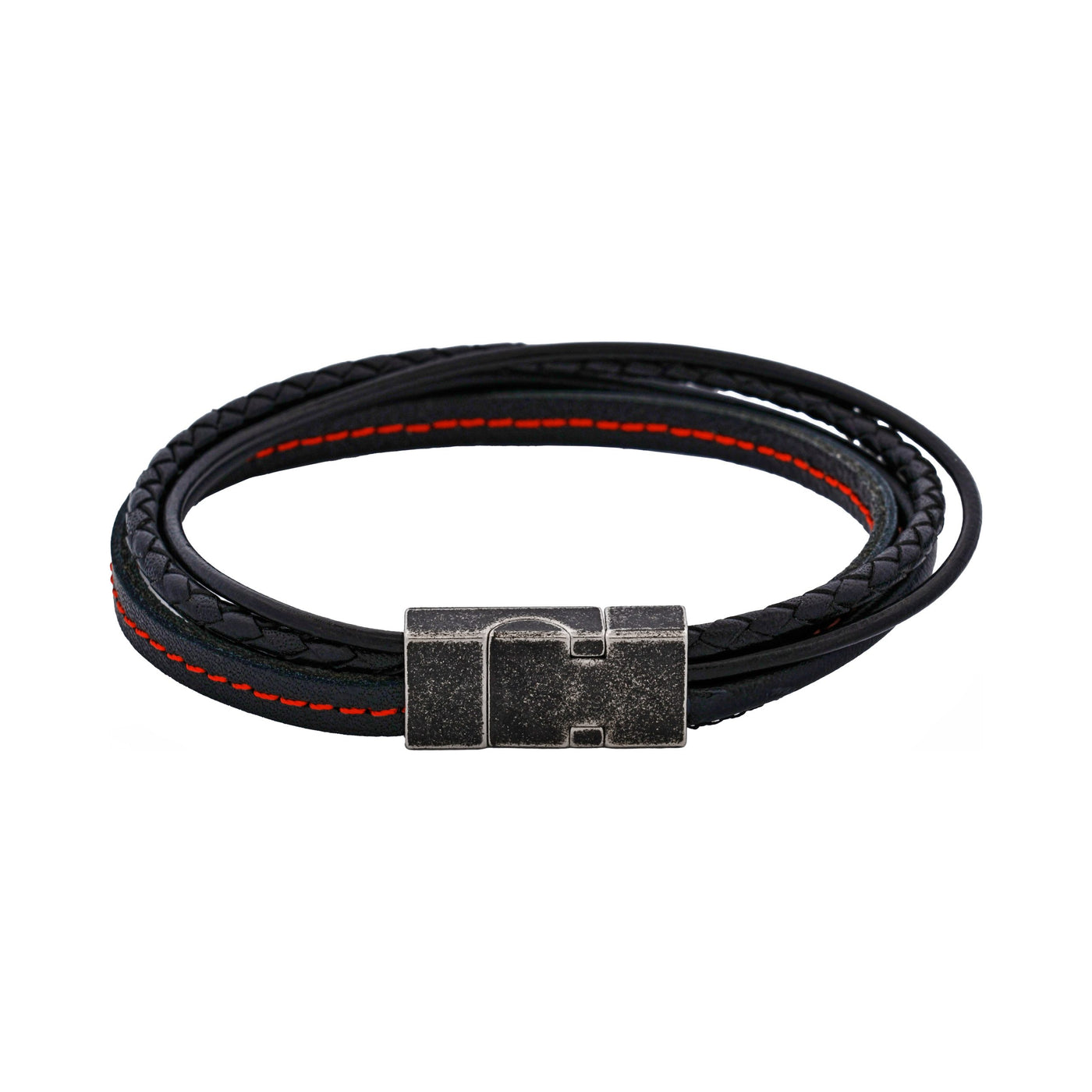 Black/Red Leather Bracelet
