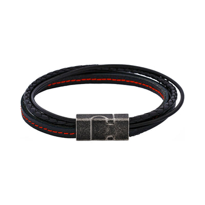 Black/Red Leather Bracelet
