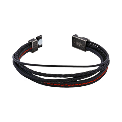 Black/Red Leather Bracelet
