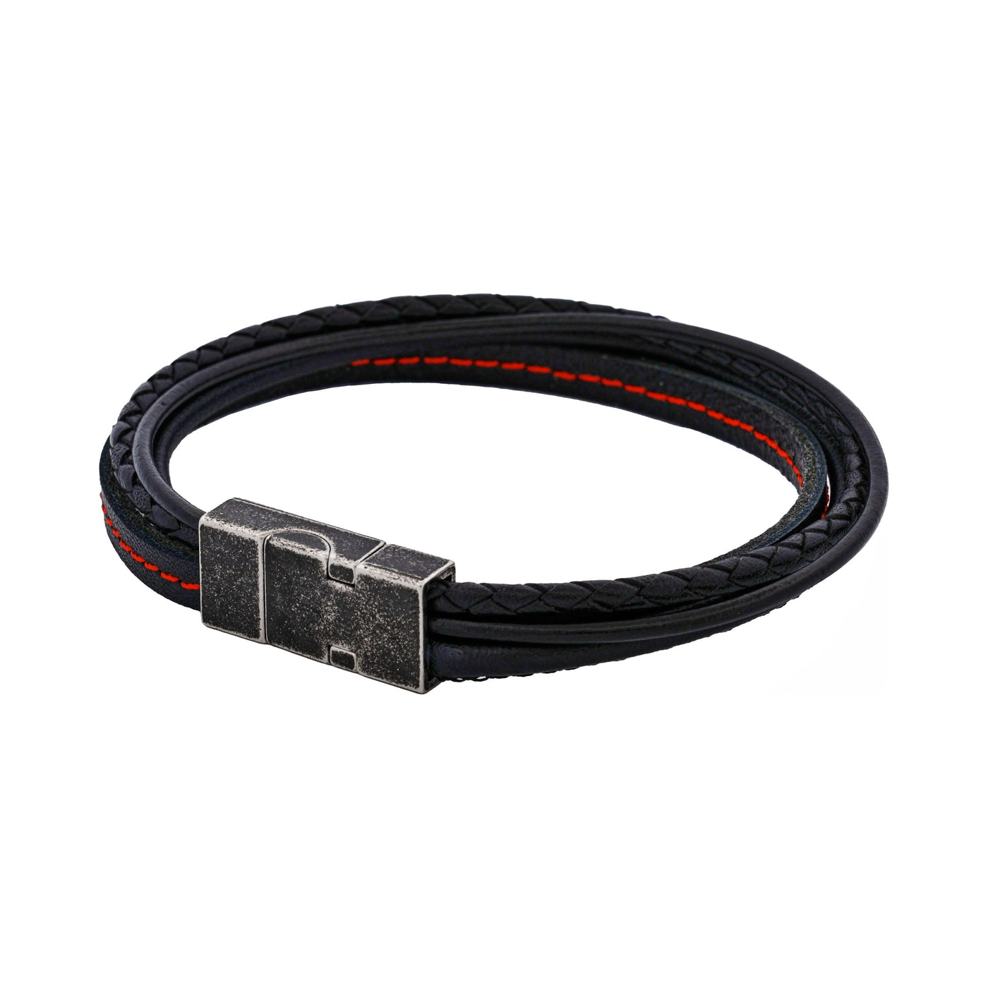 Black/Red Leather Bracelet
