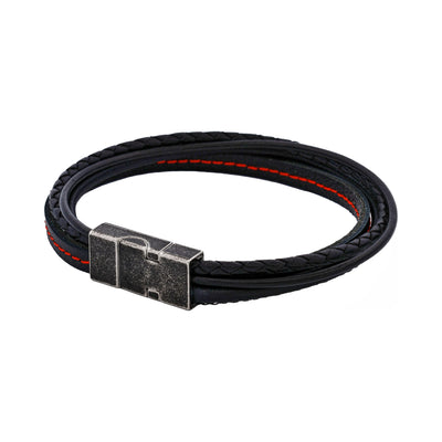 Black/Red Leather Bracelet