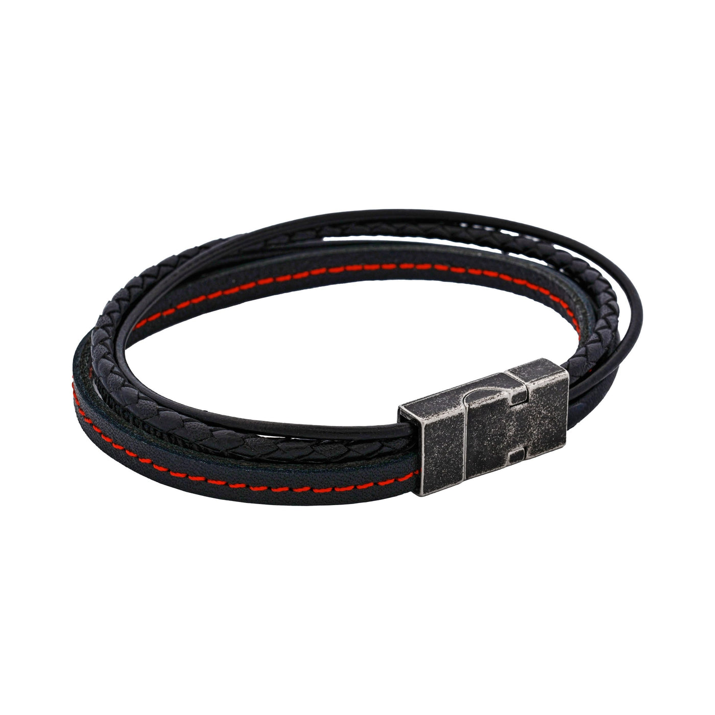 Black/Red Leather Bracelet