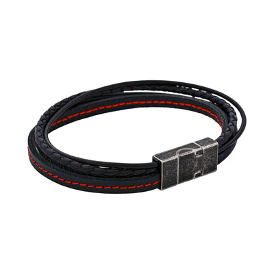 Black/Red Leather Bracelet