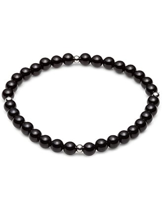 Black Agate & Stainless Steel Beaded Bracelet