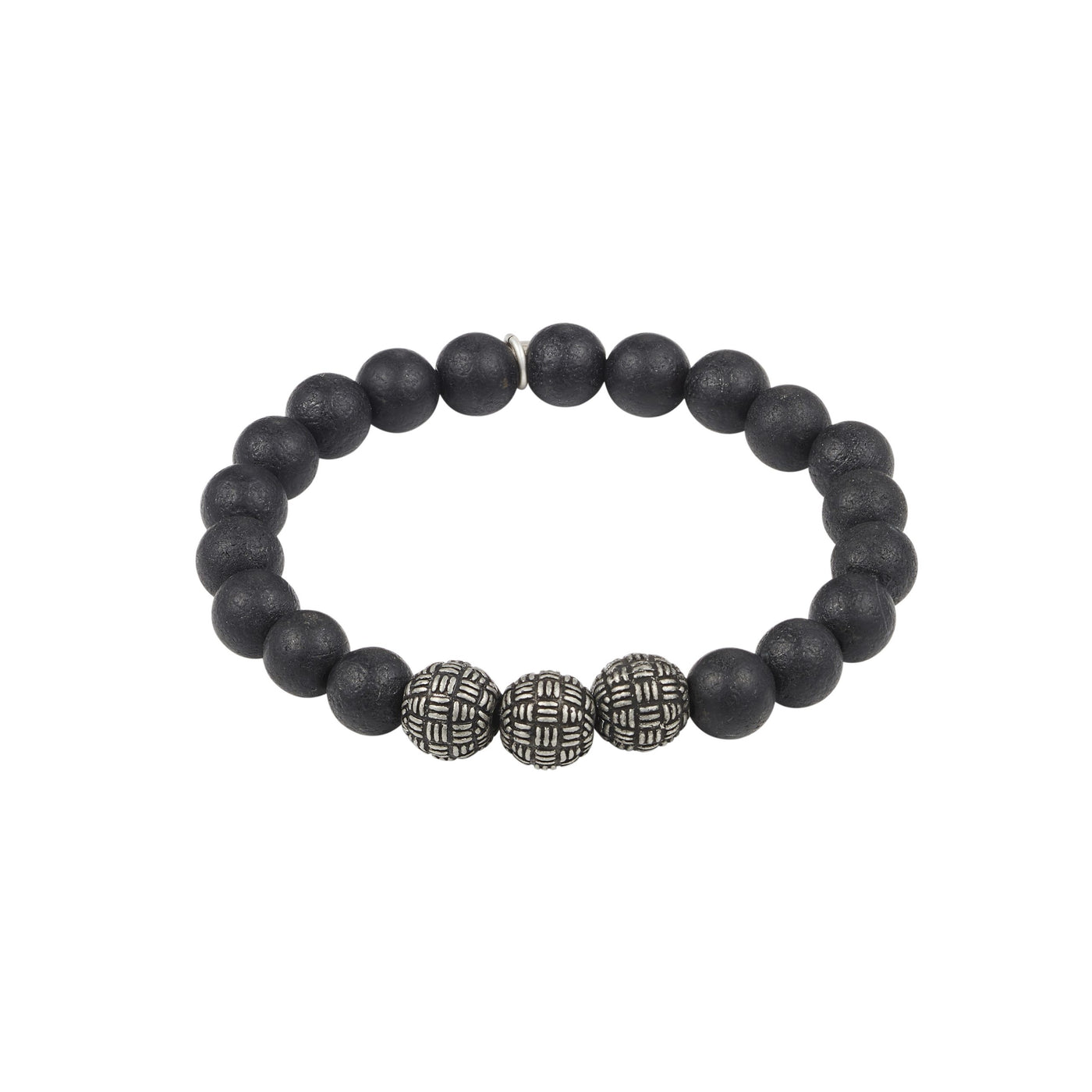 Black Agate/Antique Steel Bracelet