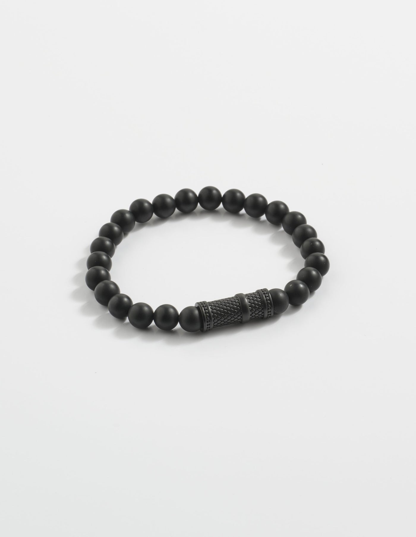 Agate Bead Bracelet & Ion Plated Black Stainless Steel Bracelet