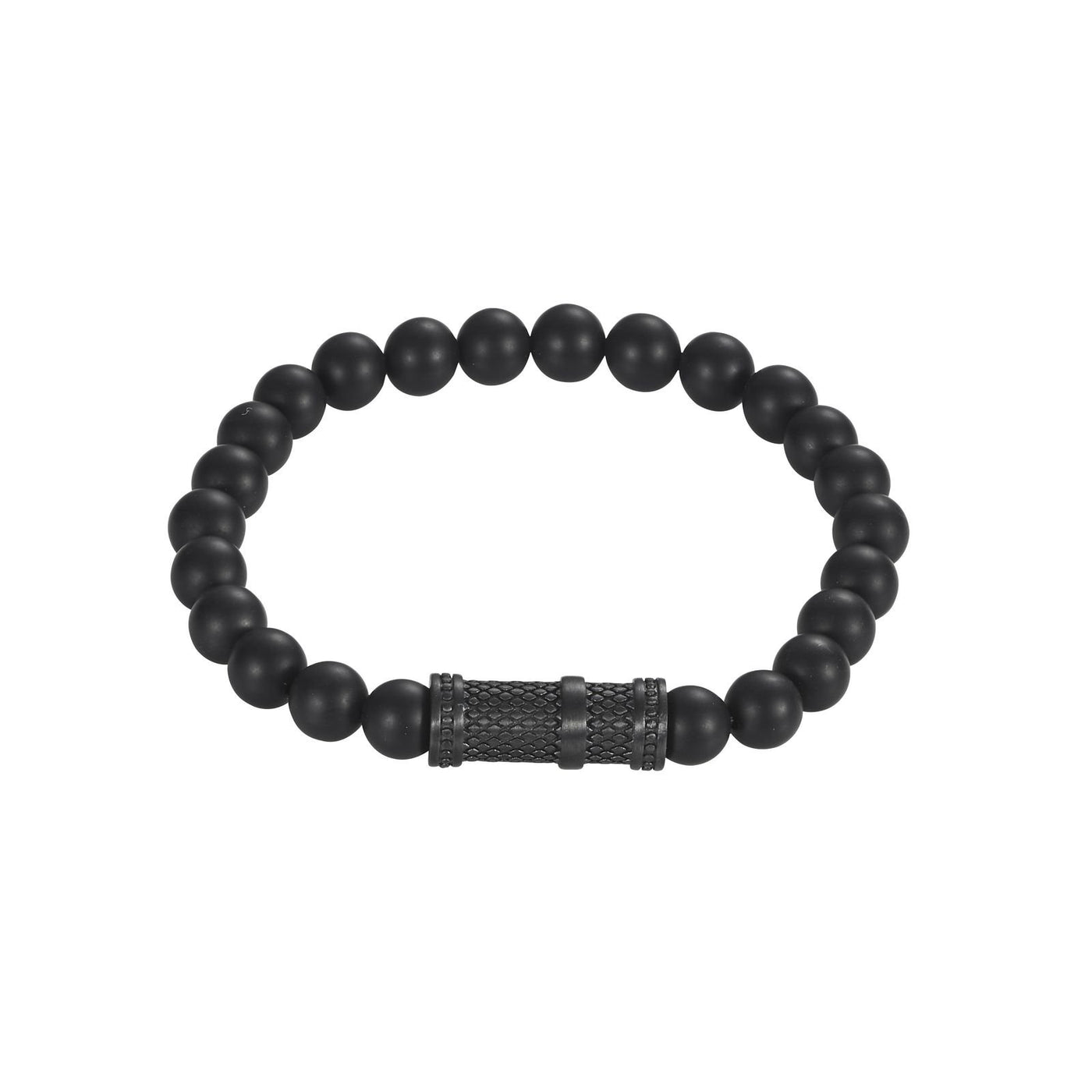 Agate Bead Bracelet & Ion Plated Black Stainless Steel Bracelet