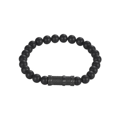 Agate Bead Bracelet & Ion Plated Black Stainless Steel Bracelet
