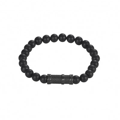 Agate Bead Bracelet & Ion Plated Black Stainless Steel Bracelet