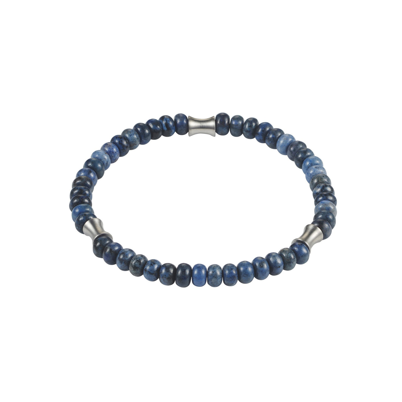 6mm Dumortierite Stone Beaded Stainless Steel Bracelet