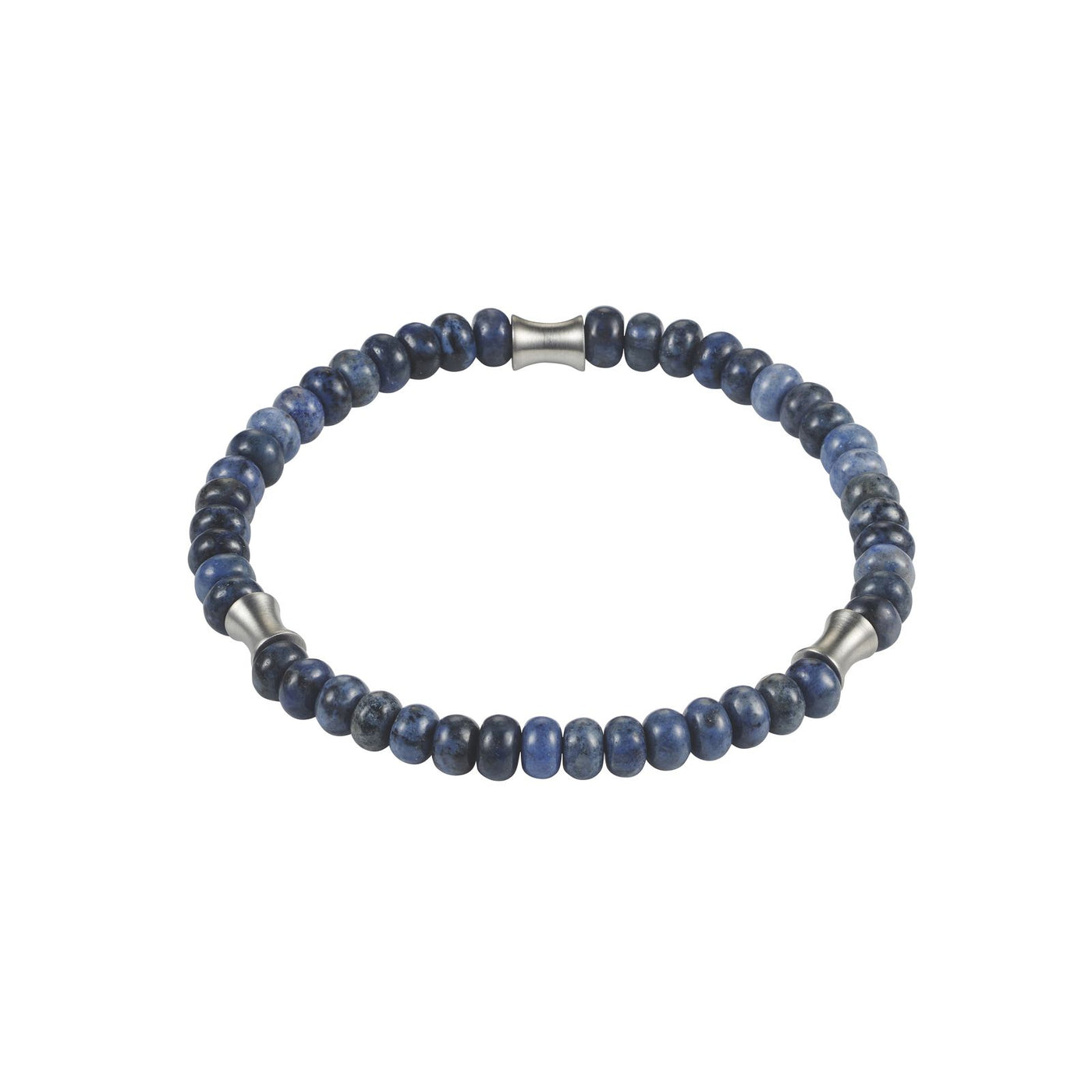 6mm Dumortierite Stone Beaded Stainless Steel Bracelet