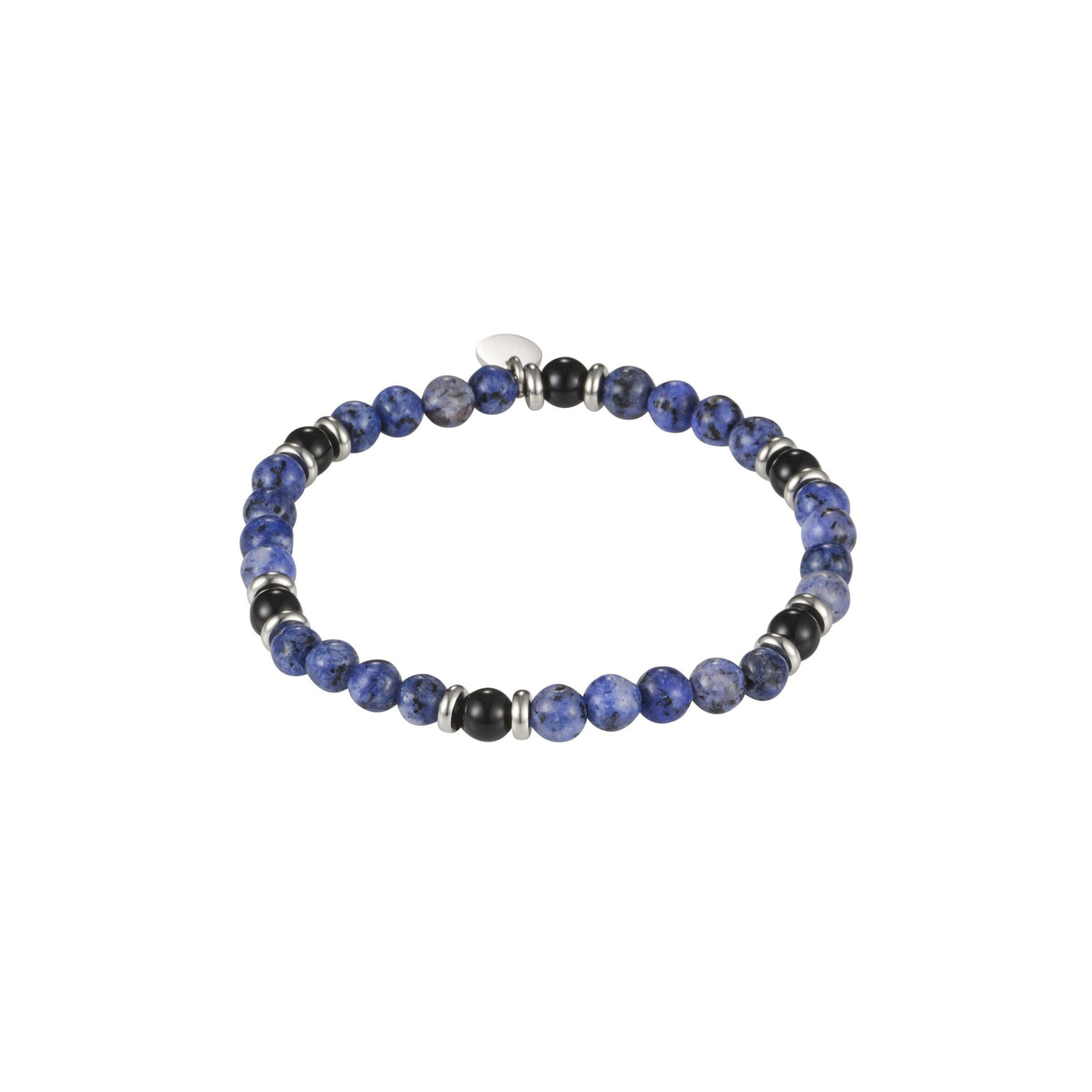 6mm Dumortierite Beads & Black Onyx Stainless Steel Bracelet