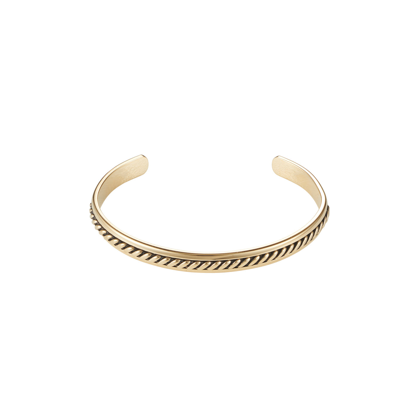 Stainless Steel & Ion Plated 14k Gold & Antique Patterned Bangle