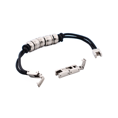 Stainless Steel & Bead Leather Bracelet