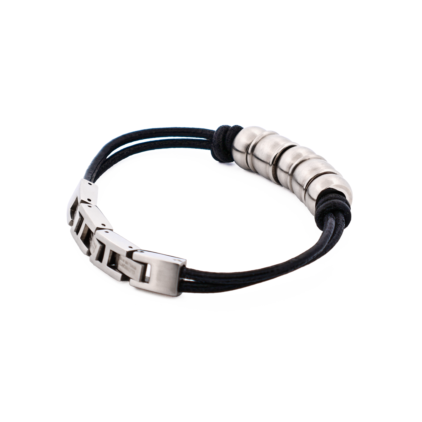 Stainless Steel & Bead Leather Bracelet
