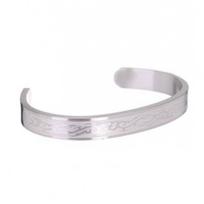 Brushed Stainless Steel Bangle & Cuff with Etched Pattern