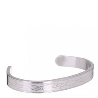 Brushed Stainless Steel Bangle & Cuff with Etched Pattern