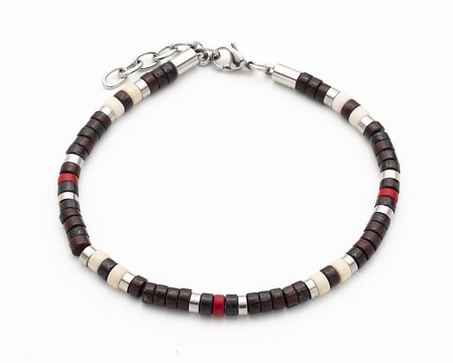 Savage - Multi Coloured Semi-Precious Stone & Stainless Steel Disc Bracelet