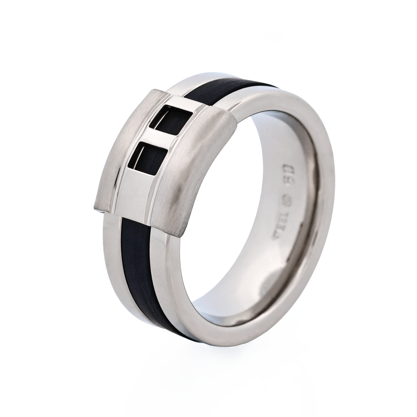 Stainless Steel and Black Ring