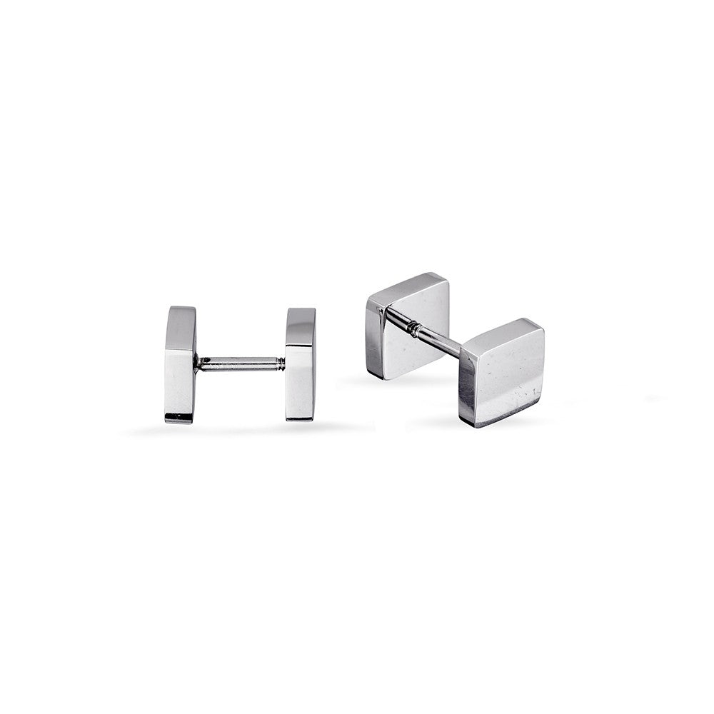 6mm polished stainless steel square stud earring, displayed on a white background – Alexander Jewellers 