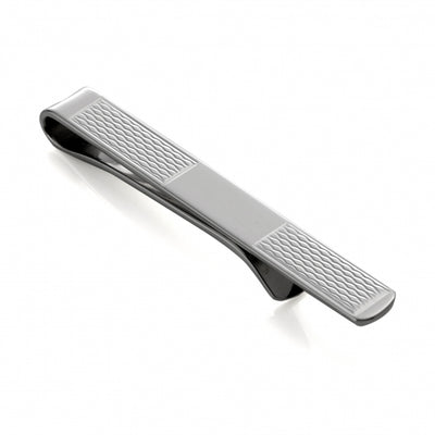 Rhodium Plated Sterling Silver Patterned Tie Slide 50mm