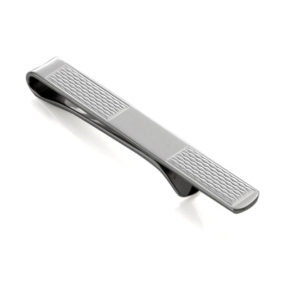 Rhodium Plated Sterling Silver Patterned Tie Slide 50mm