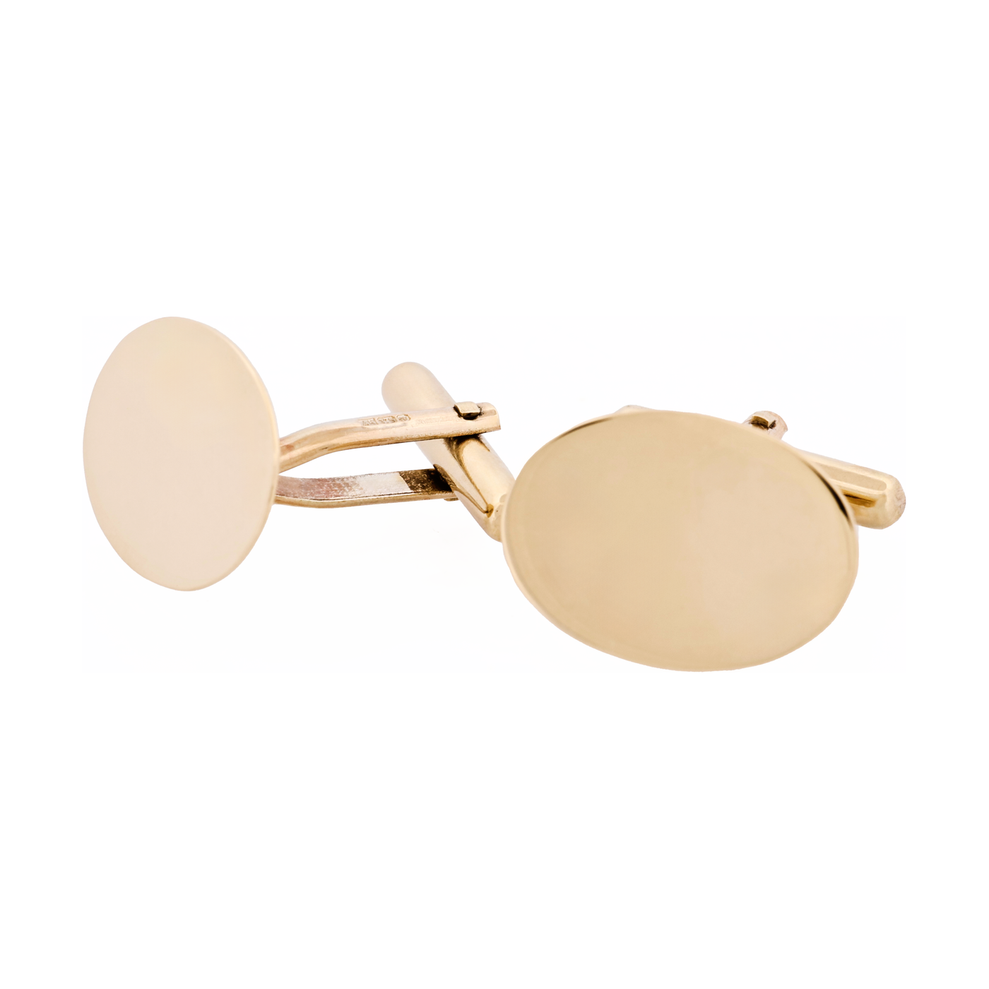 9ct Yellow Gold Plain Oval Cufflinks