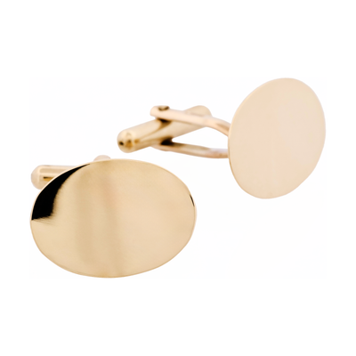9ct Yellow Gold Plain Oval Cufflinks