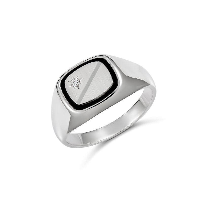 Cushion Cubic Zirconia Black Onyx Ring