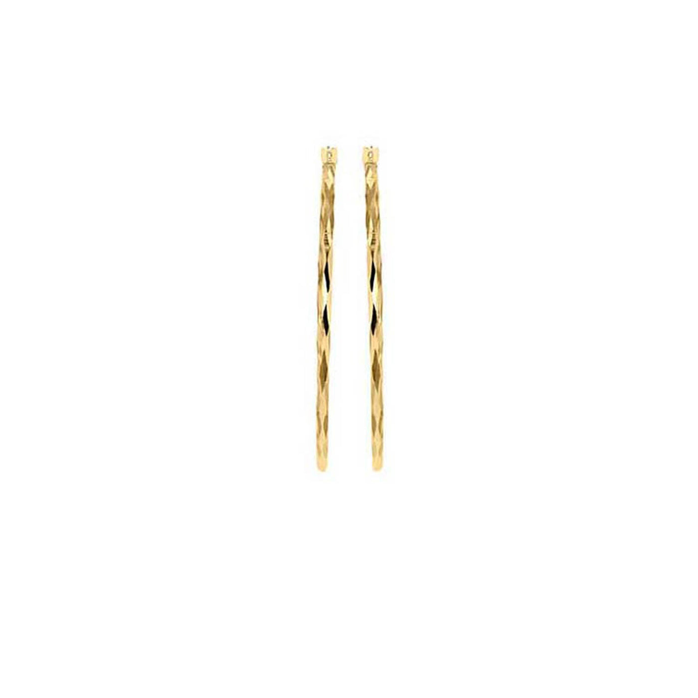9ct Yellow Gold Diamond Cut Hoop Earrings 28mm – Solid gold hoops with shimmering diamond-cut finish by Alexander Jewellers Australia