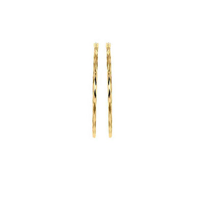 9ct Yellow Gold Diamond Cut Hoop Earrings 28mm – Solid gold hoops with shimmering diamond-cut finish by Alexander Jewellers Australia