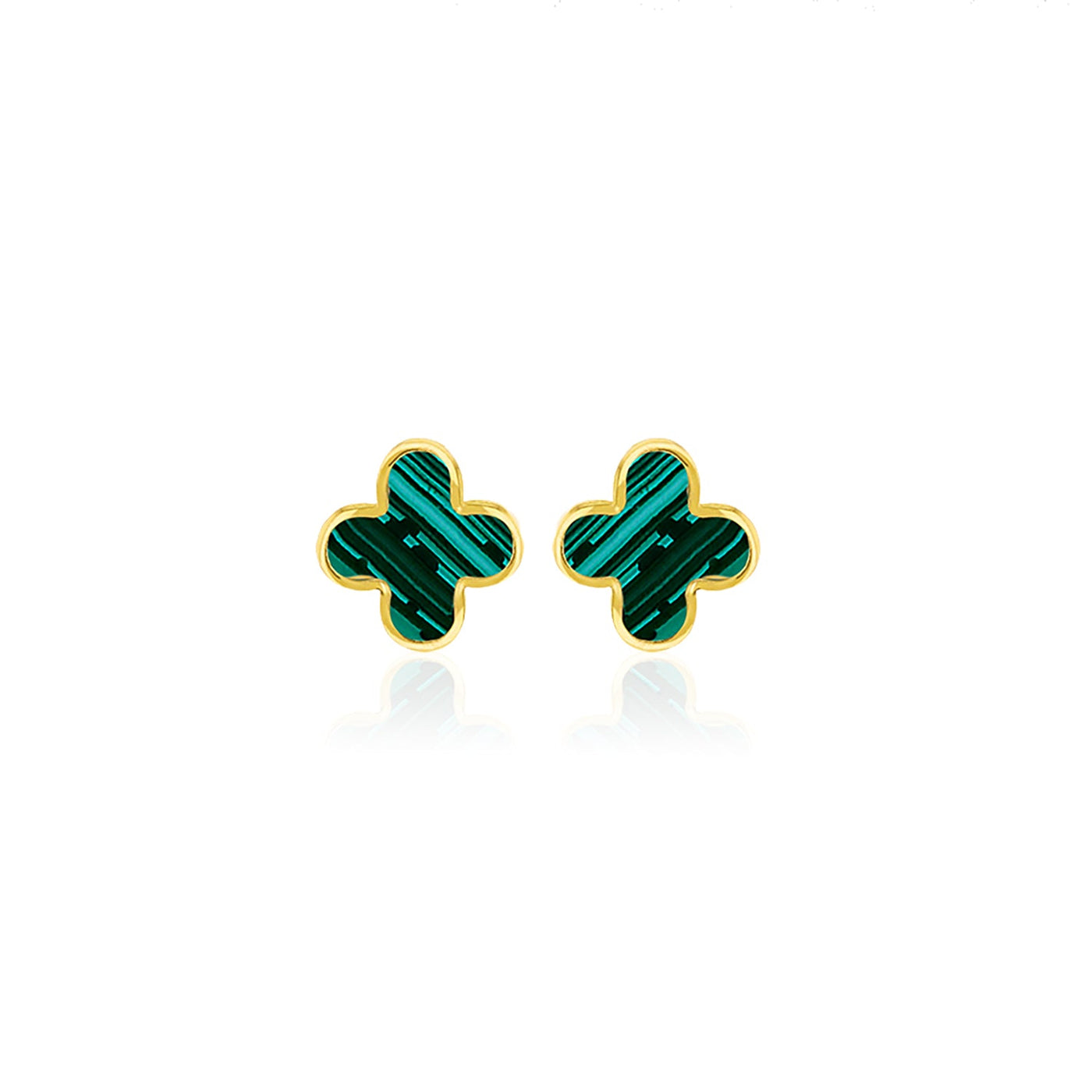 9ct Yellow Gold Malachite Petal Stud Earrings – Elegant green gemstone studs by Alexander Jewellers Australia