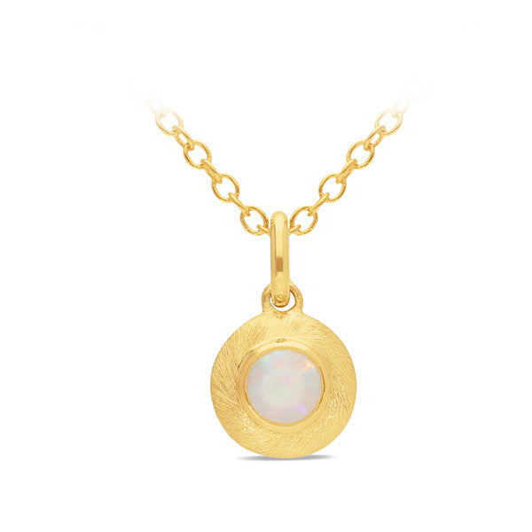 9ct yellow gold pendant with 3.5mm round white opal (0.09ct) – Alexander Jewellers Sydney