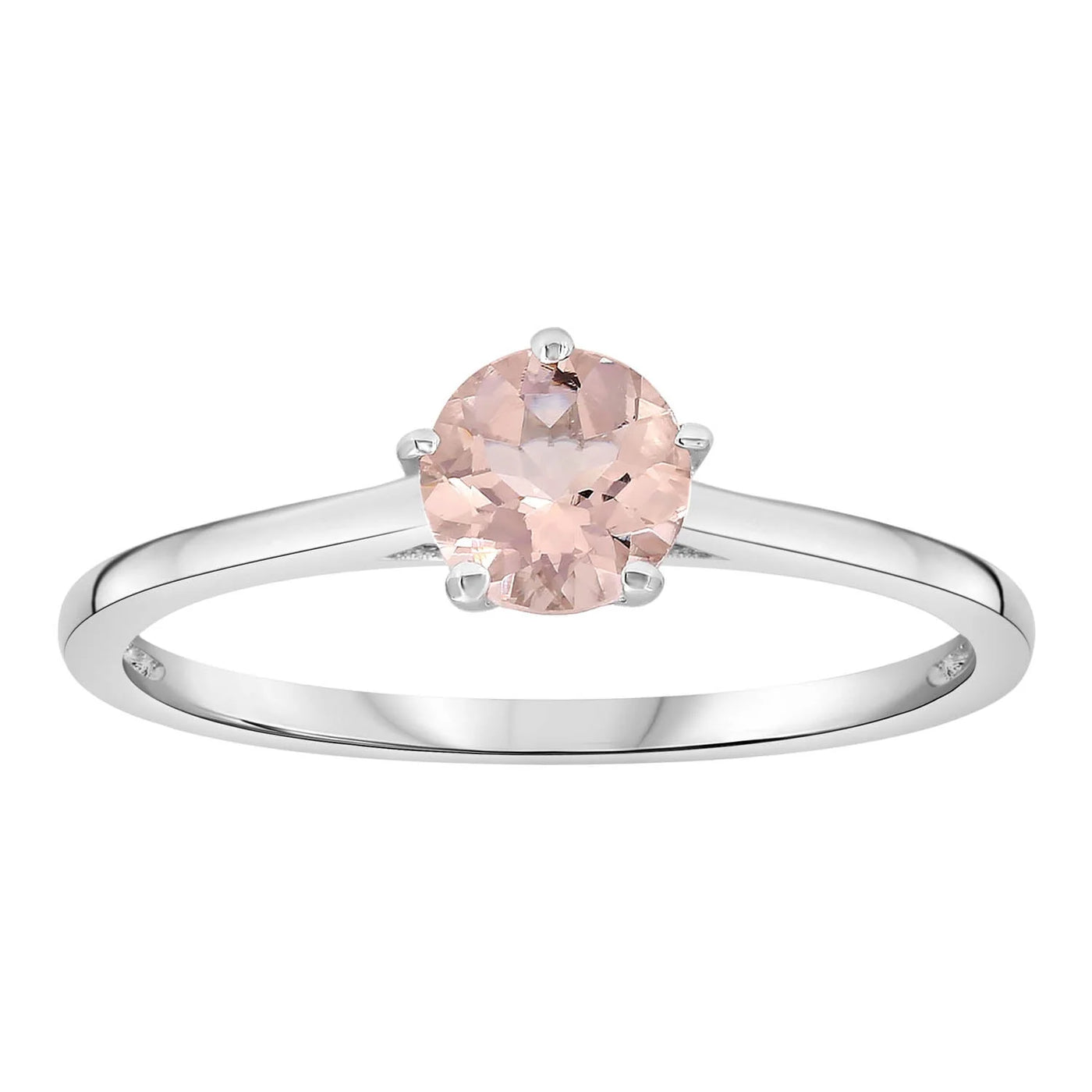 9ct White Gold Morganite Ring – Blush Pink Gemstone on White Background
