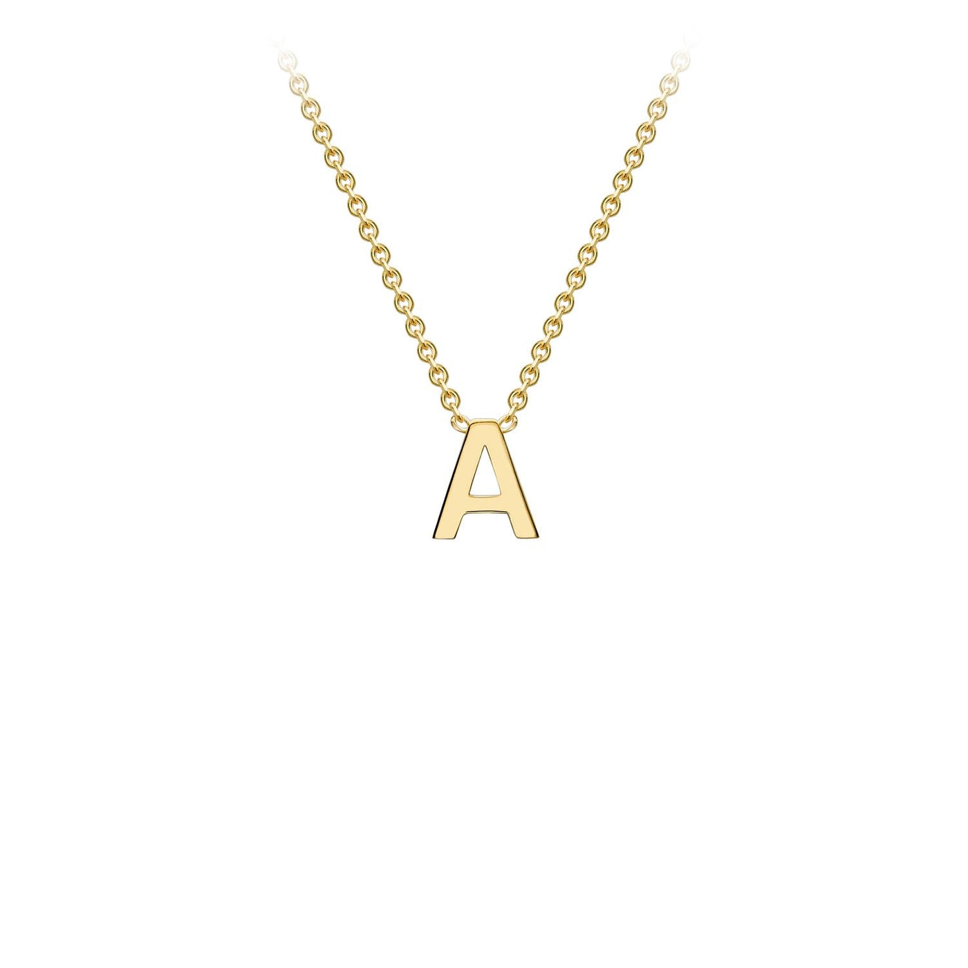 9ct Yellow Gold A Initial Necklace on adjustable chain – personalised solid gold jewellery by Alexander Jewellers