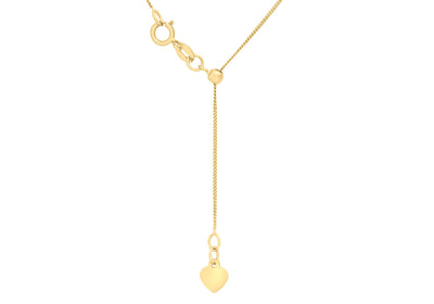 9ct Yellow Gold Adjustable Heart Slider Curb Chain Necklace 56cm – Alexander Jewellers Australia
