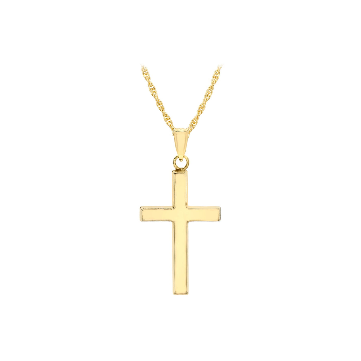 9ct Yellow Gold Cross Necklace with Prince of Wales Chain 46cm – 15mm x 25mm Pendant by Alexander Jewellers Australia