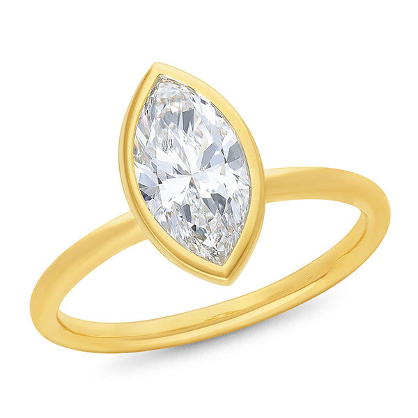 9ct Yellow Gold Marquise Lab-Grown Diamond Engagement Ring – angled view