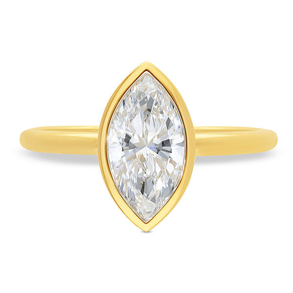 9ct Yellow Gold Marquise Lab-Grown Diamond Engagement Ring – front view