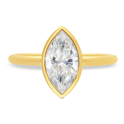 9ct Yellow Gold Marquise Lab-Grown Diamond Engagement Ring – front view