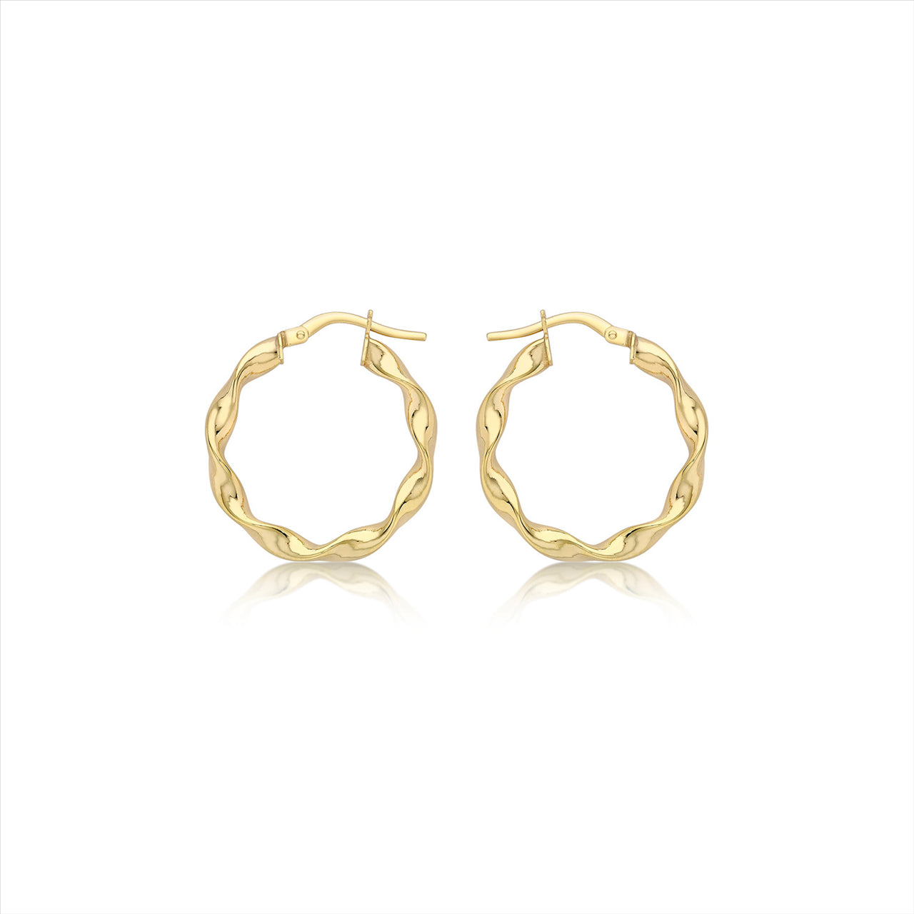 9ct Yellow Gold Twist Hoop Earrings 